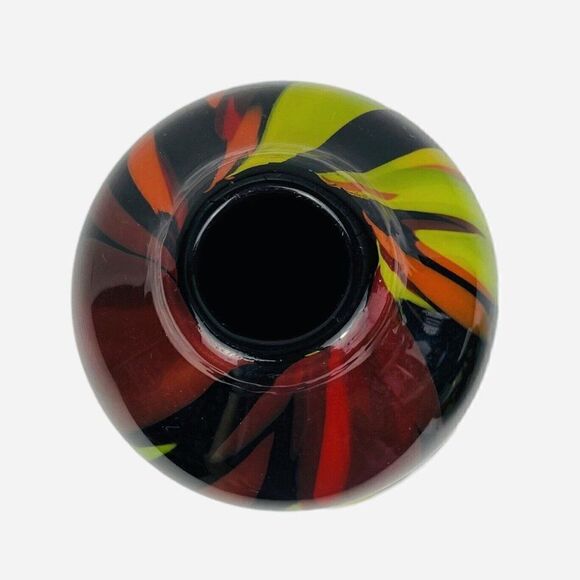 Vintage Abstract Tall 12" Art Glass Vase Hourglass Spatter Bohemian End of Day - Picture 5 of 6